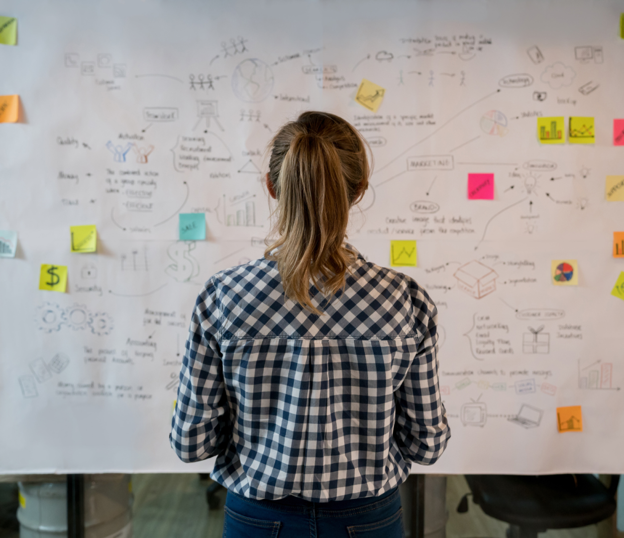 Team member looking at overall creative strategy.